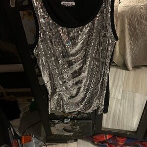 American City Wear Silver Sequin Tank Top